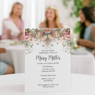 Pink Rose Bridal Shower Invitation