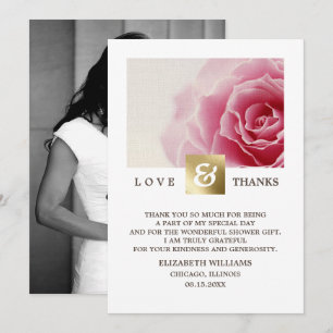 Pink Rose Bridal Shower Thank You Photo Cards