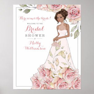 Pink Rose Bride Bridal Shower Welcome Poster