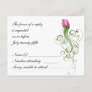 Pink Rose Bud Flourish RSVP Card