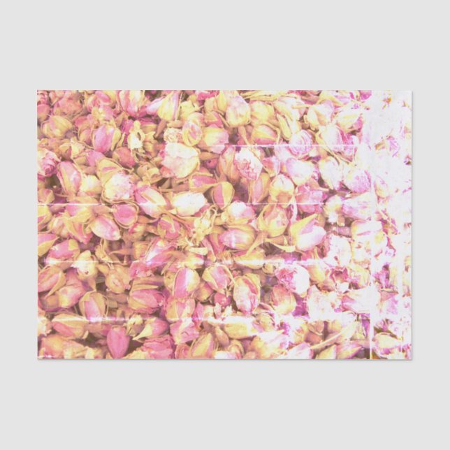 Pink rose buds photo print custom decoupage crafts tissue paper (Front)