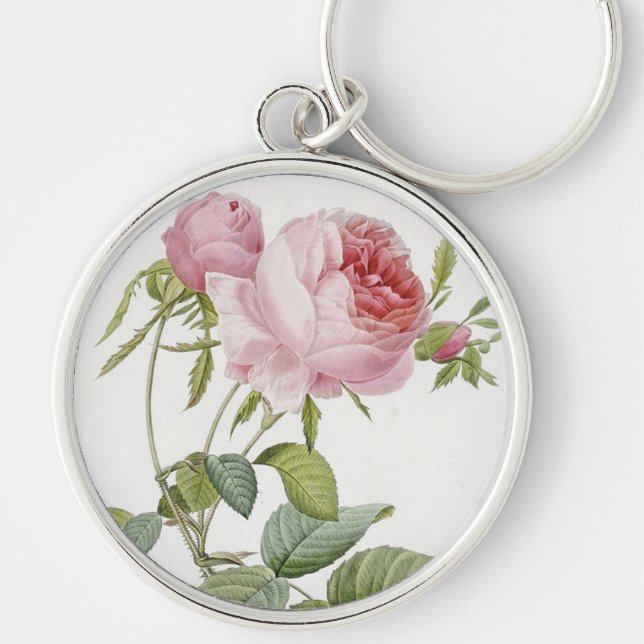 Pink Rose Button Keychain (Front)