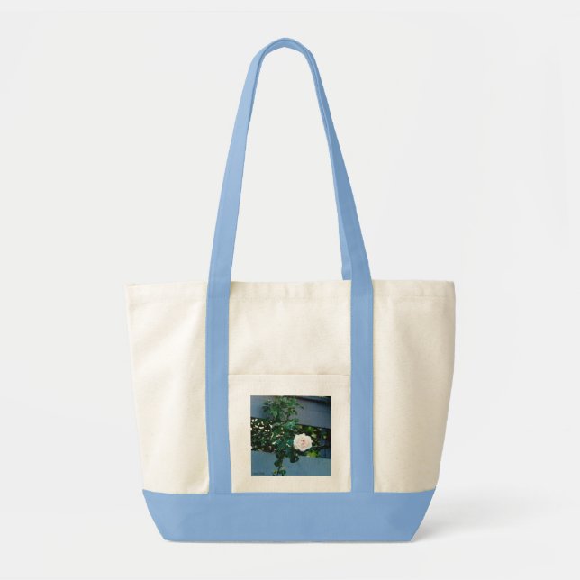 Pink Rose Canvas Pocket Tote Bag (Front)