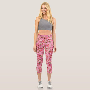 Pink Rose Capri Leggings