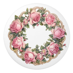 Pink Rose Ceramic Knob
