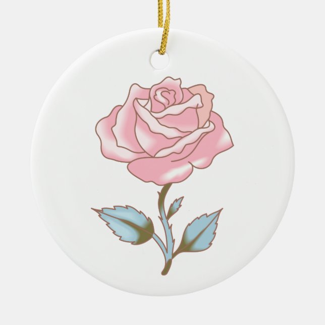 PINK ROSE CERAMIC ORNAMENT (Front)