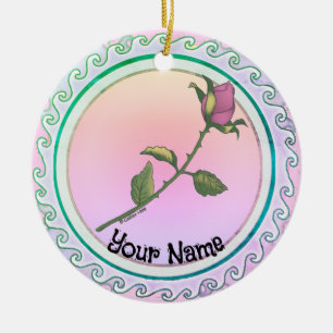 Pink Rose  Ceramic Ornament