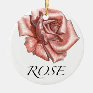 Pink Rose Ceramic Ornament