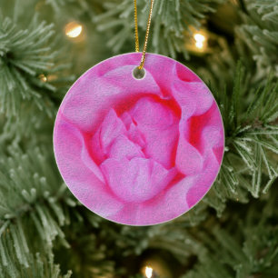pink rose ceramic ornament