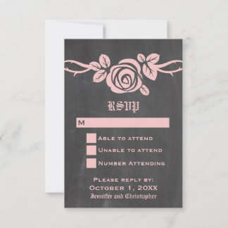 Pink Rose Chalkboard Response Card