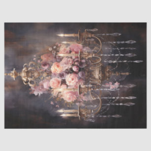 Pink Rose Chandelier Elegant Decoupage Tissue Paper