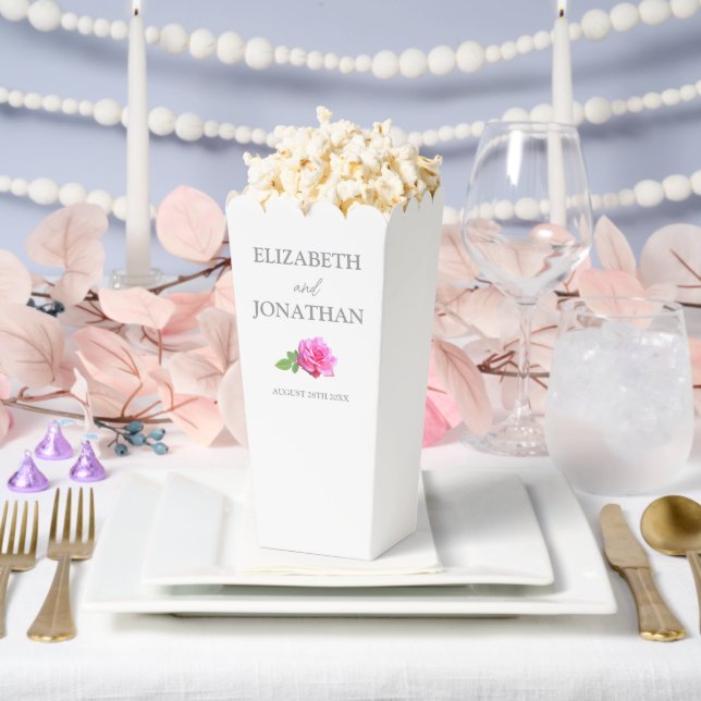Pink Rose Classic Minimalist Wedding Favor Box (Wedding)