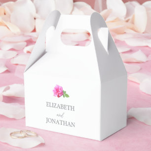 Pink Rose Classic Minimalist Wedding Favor Box