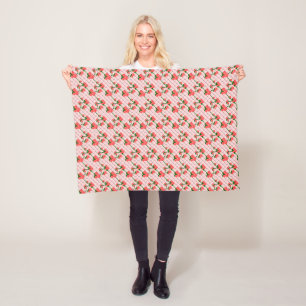 Pink Rose Climbing Chain Link Fence Seamless Patte Fleece Blanket