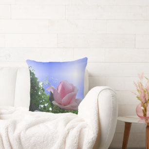 Pink Rose Close Up Throw Pillow