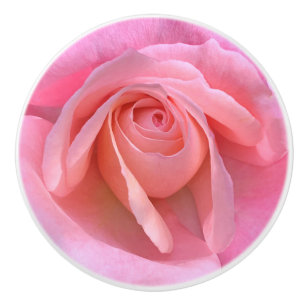 Pink rose closeup ceramic knob