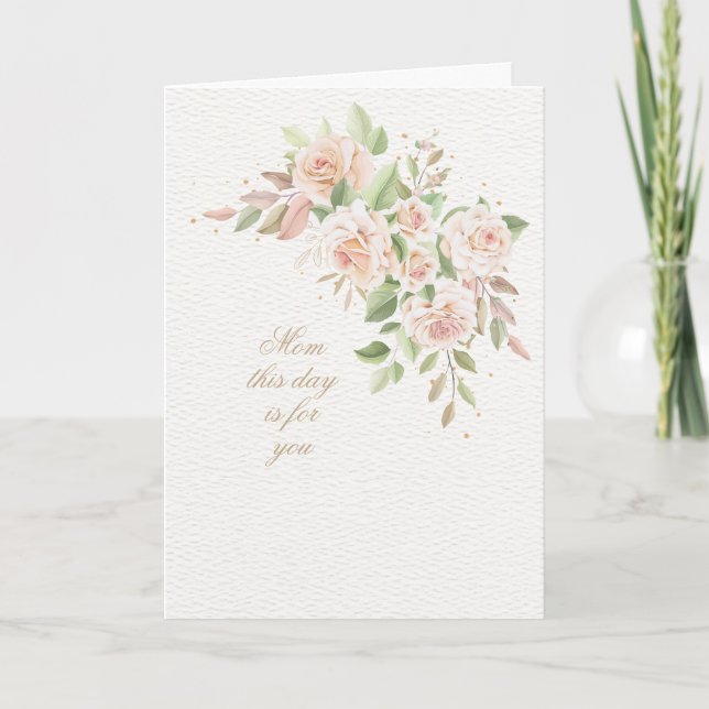 Pink Rose Crescent Mother's Day Greeting Card (Front)