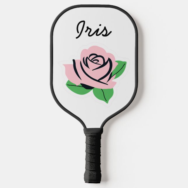 Pink Rose Customizable Name Pickleball Paddle (Back)