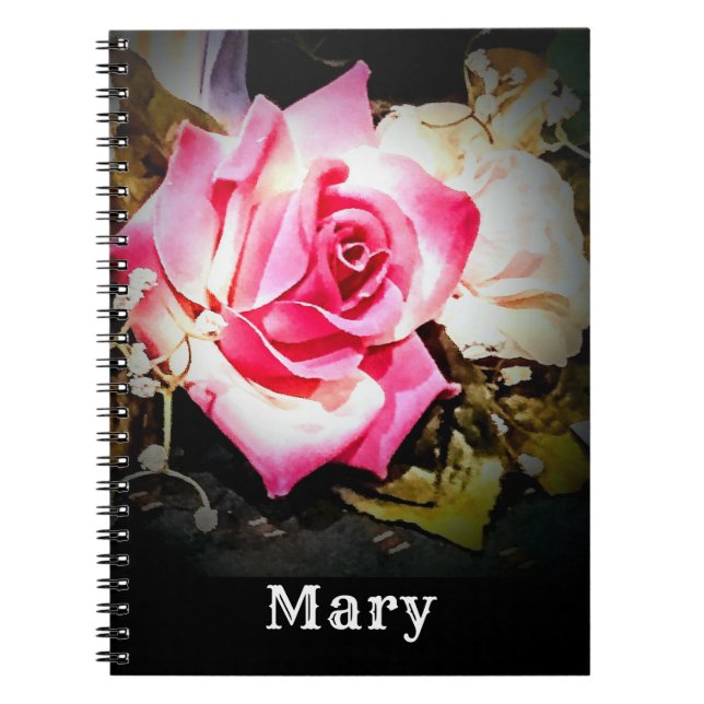 Pink Rose Customizable Notebook (Front)