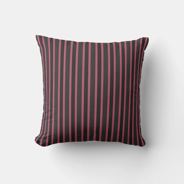 pink rose, dark gray and thunder gray throw pillow (Front)