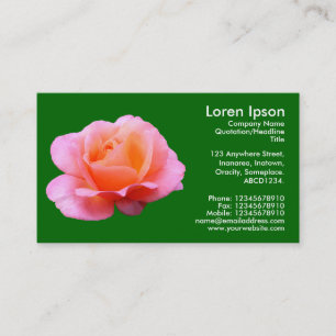 Pink Rose - Deep Grass Green Business Card