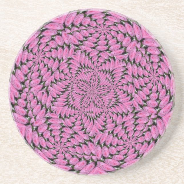 Pink Rose Design Coaster (Front)