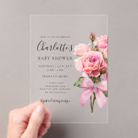 Pink Rose Diamond Bow Girl Baby Shower