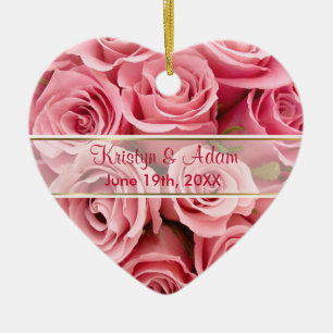 Pink Rose Elegance - Customize Ceramic Ornament