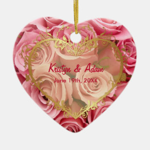 Pink Rose Elegance - Customize Ceramic Ornament