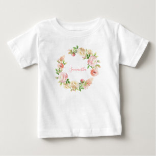 Pink Rose Elegant Floral Girl Baby T-Shirt