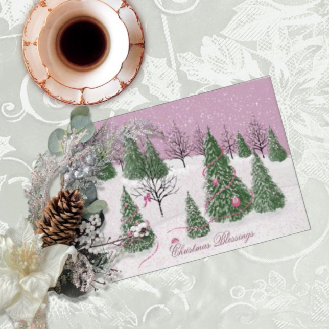 Pink Rose Enchanted Forest Holiday Letter Card (Creator Uploaded)