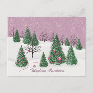 Pink Rose Enchanted Forest Holiday Letter Card
