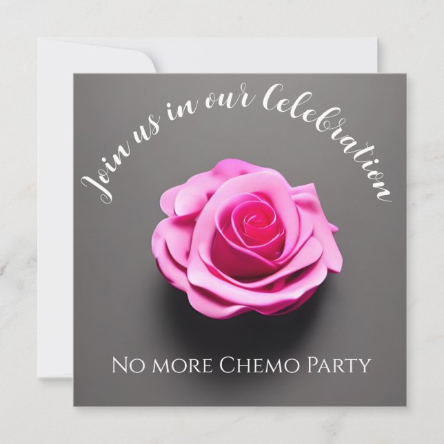 Pink Rose End-of-Treatment Breast Cancer Invitation (Front)