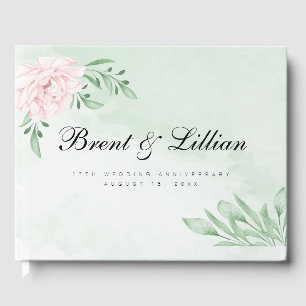 Pink Rose Eucalyptus 25th Wedding Anniversary Guest Book