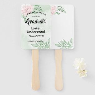 Pink Rose Eucalyptus Foliage Graduation Hand Fan