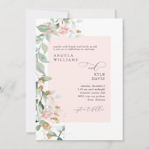 Pink Rose Eucalyptus Wedding Invitation