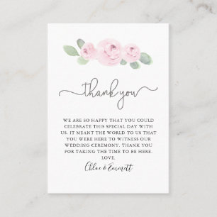Pink Rose Eucalyptus Wedding Thank You Place Card