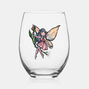 Pink Rose Fairy                                    Stemless Wine Glass