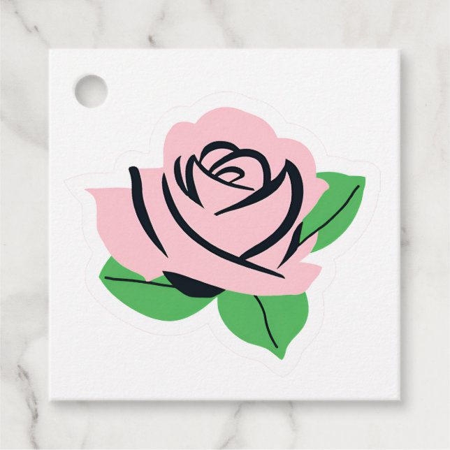 Pink Rose Favour Tags (Front)