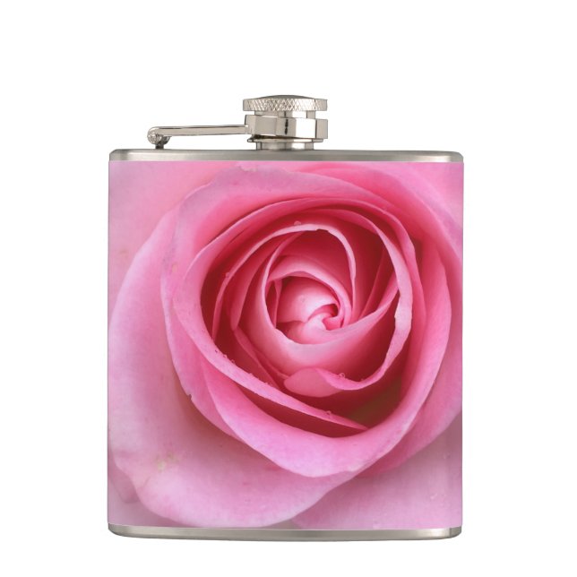 Pink Rose Flask Vanyl Wrapped Flask (Front)