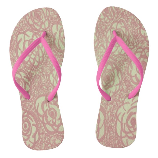 Pink Rose Flip Flops (Footbed)