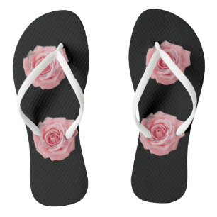Pink rose flip flops