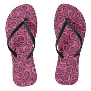 Pink rose flip flops