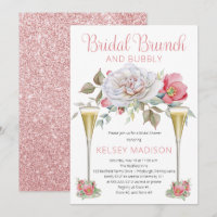 Pink Rose Floral Blooms Bridal Brunch and Bubbly