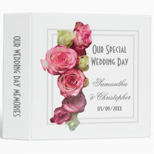 Pink rose floral bouquet wedding binder