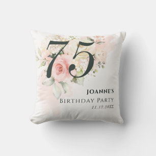 Pink Rose Floral Bunch 75th Birthday Party Throw Pillow