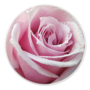 Pink Rose Floral Ceramic Knob