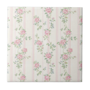 Pink Rose Floral Ceramic Tile