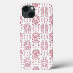 Pink Rose Floral Damask Style Pattern iPhone 13 Case
