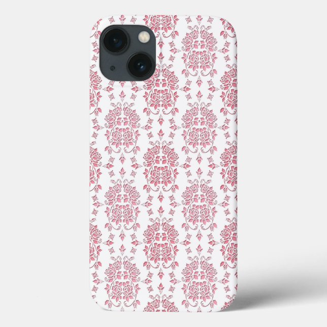 Pink Rose Floral Damask Style Pattern Case-Mate iPhone Case (Back)